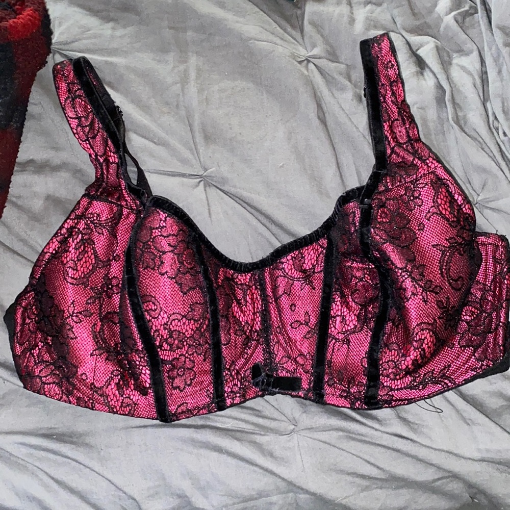 Red Bra with Black Lace